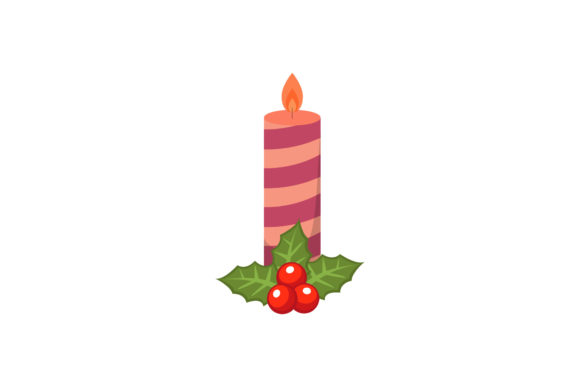 Christmas Candle Vector Design for Embroidery