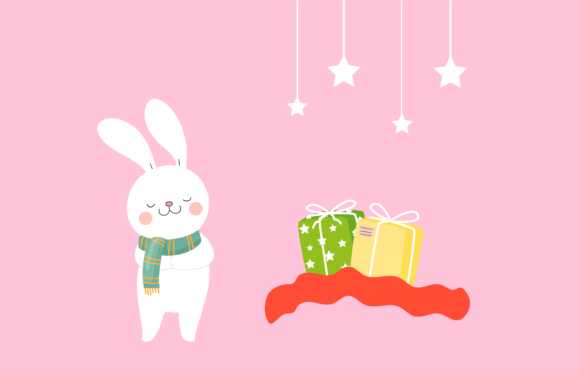 Christmas Rabbit Illustration White: A Charming Holiday Design