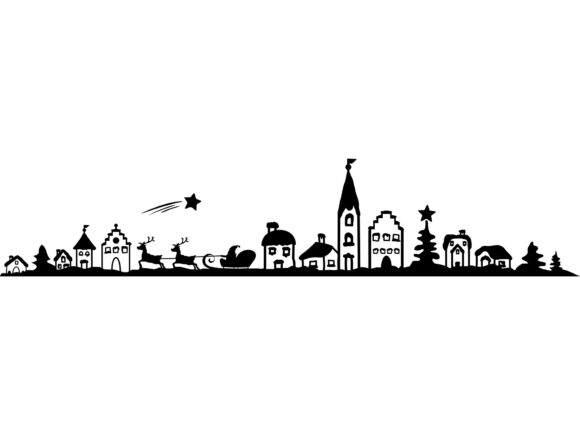 Christmas Silhouette Village: A Versatile Graphics Pack