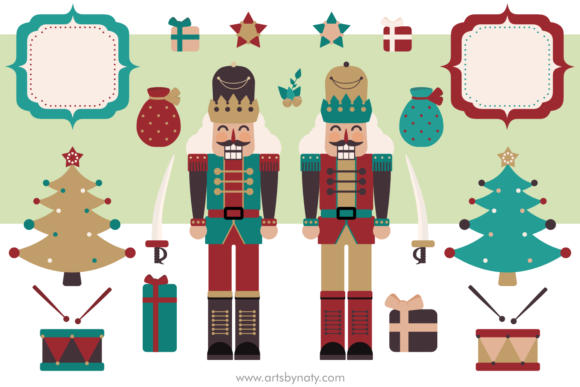 Christmas Twin Nutcrackers Illustration for Crafters