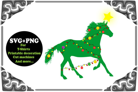 Christmas Xmas Horse with Tree Lights: A Festive Graphics Addition