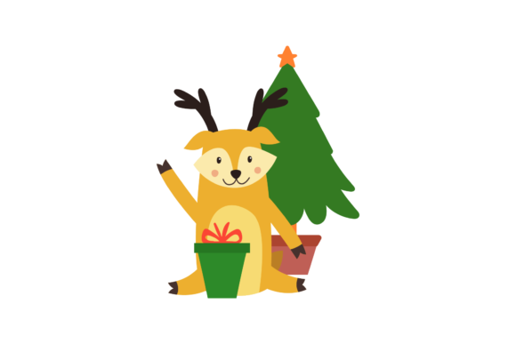 Gift Deer Cute Tree Christmas Design: A Festive Graphics Gem