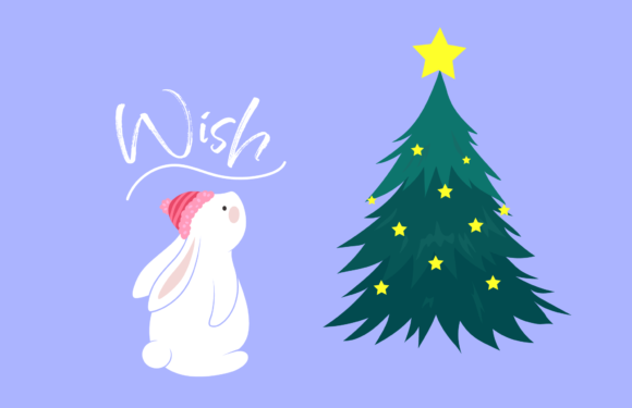 Merry Christmas Rabbit Illustration: A Festive Graphics Asset