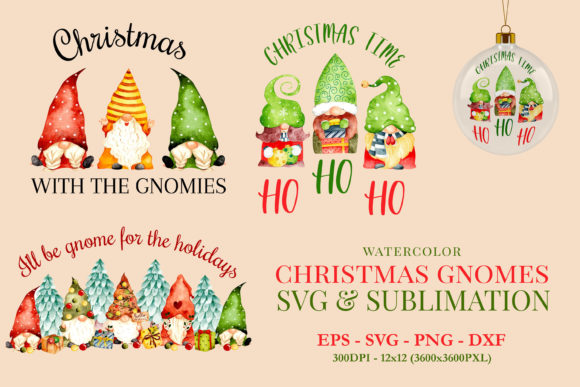 Watercolor Christmas Gnome SVG: Festive Graphics for Local Brands